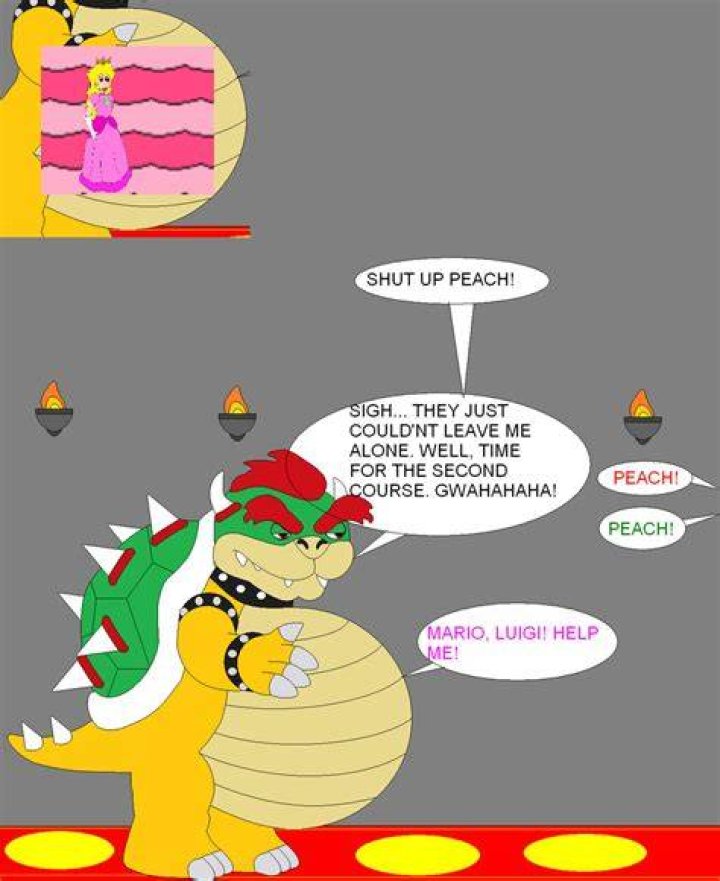 Bowser eating a juicy peach on Craiyon