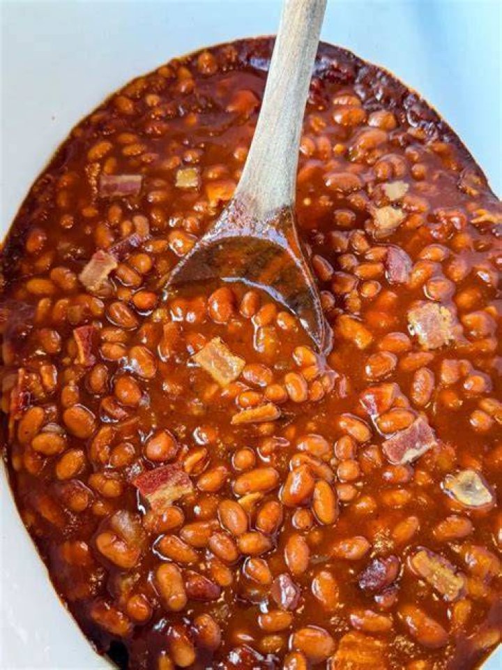 Crockpot Baked Beans with Bacon and Brown Sugar Savory Nothings