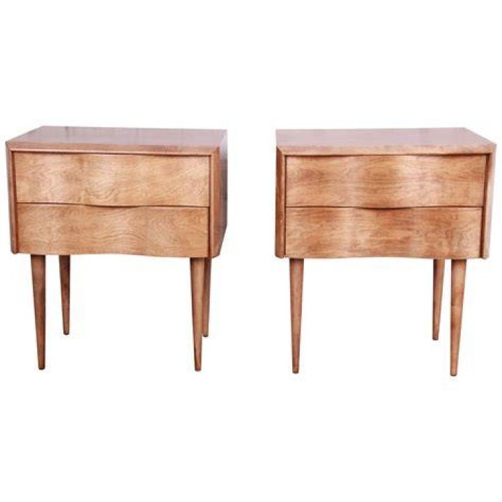 Outstanding Edmond Spence Wave Front Nightstands, Pair at 1stDibs