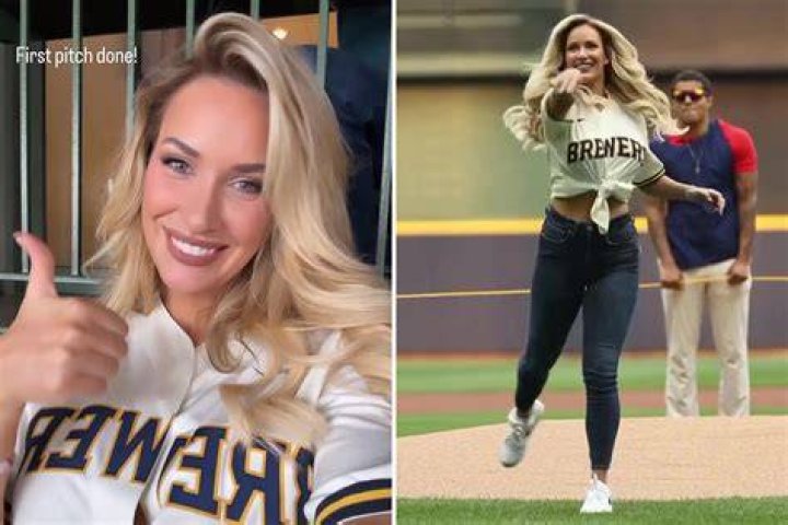Paige Spiranac stuns baseball fans in unbuttoned shirt as she throws